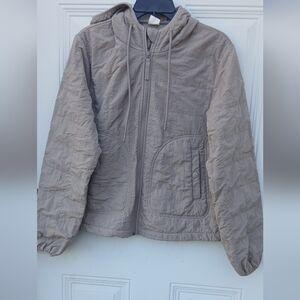 Avia Taupe Fleece-Lined Hooded Jacket